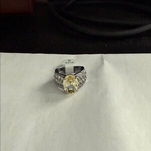BP Silver Ring with Yellow Gemstone